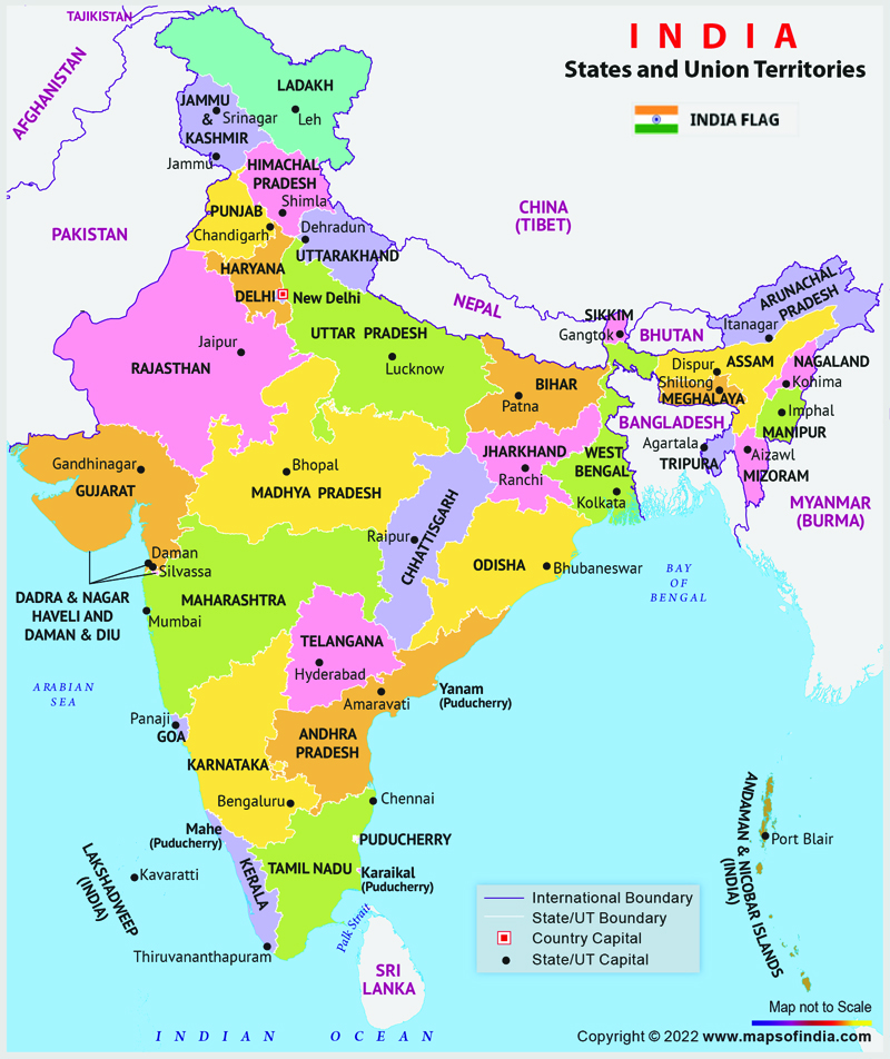 Updated Political Map of India Download